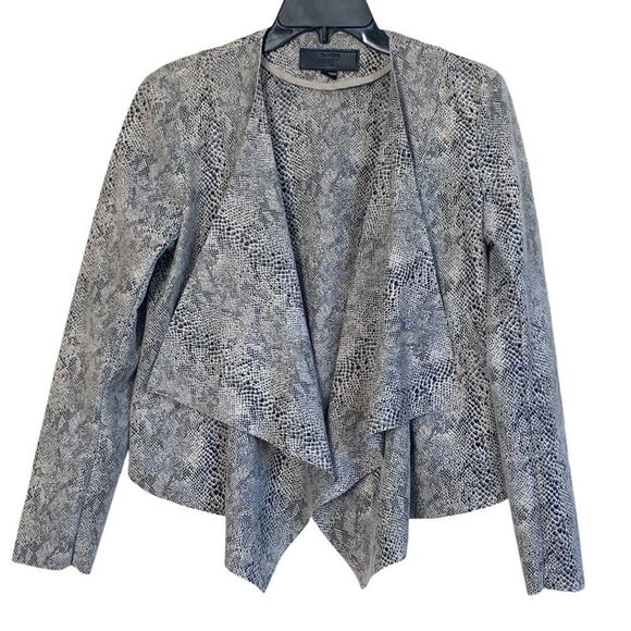 Blank NYC Faux Leather Snakeskin Print Waterfall Drape Open Jacket Sz S - Picture 4 of 16